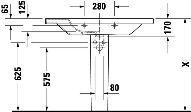 DU Möbelwaschtisch DuraStyle 1000 mm mit ÜL, mit HLB, 1 HL, weiß
