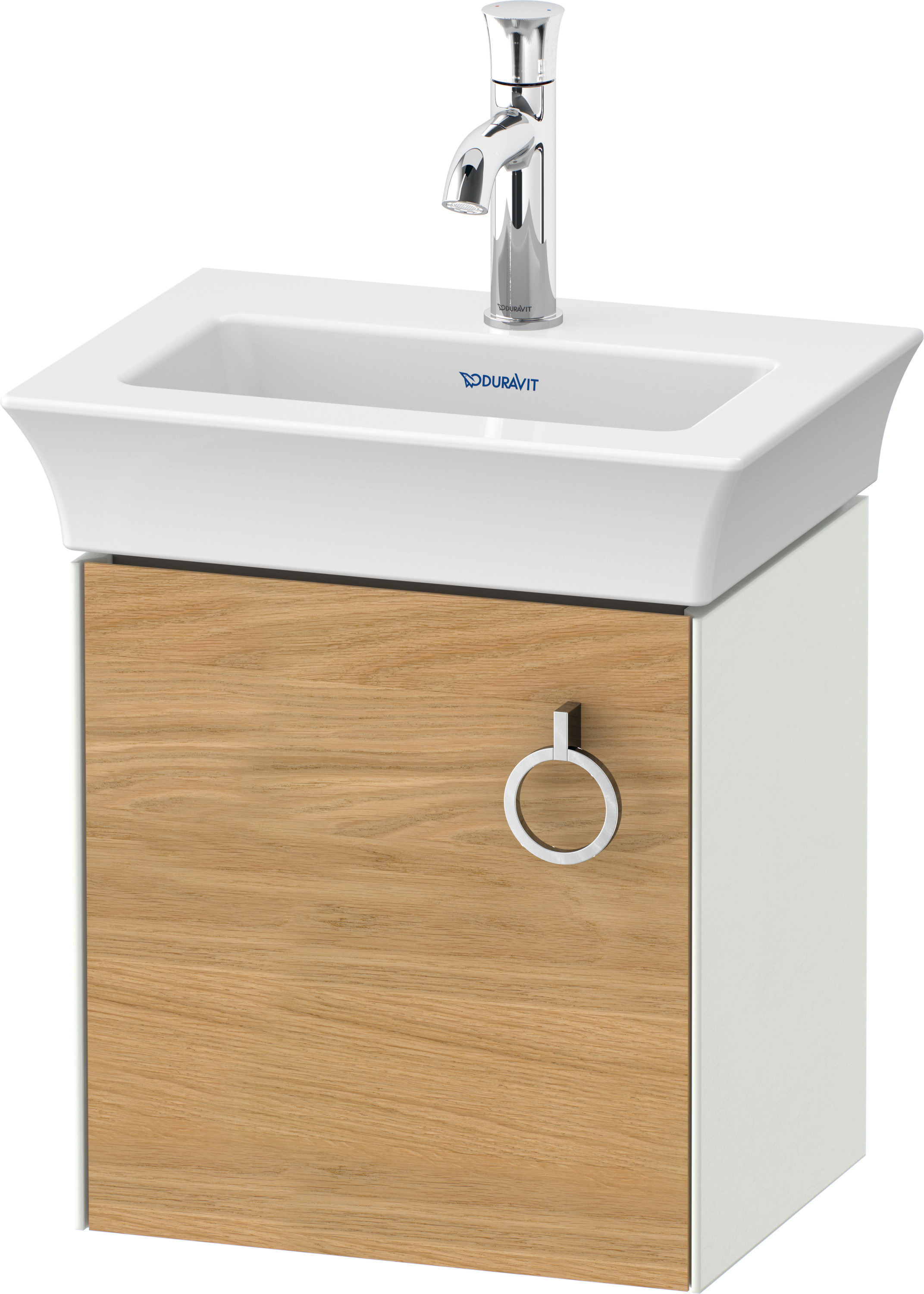 Duravit WTU wandh. White Tulip,1 Tür m.Griff 410x384x298,TA l.,Eiche N.M./Weiß Sdm.