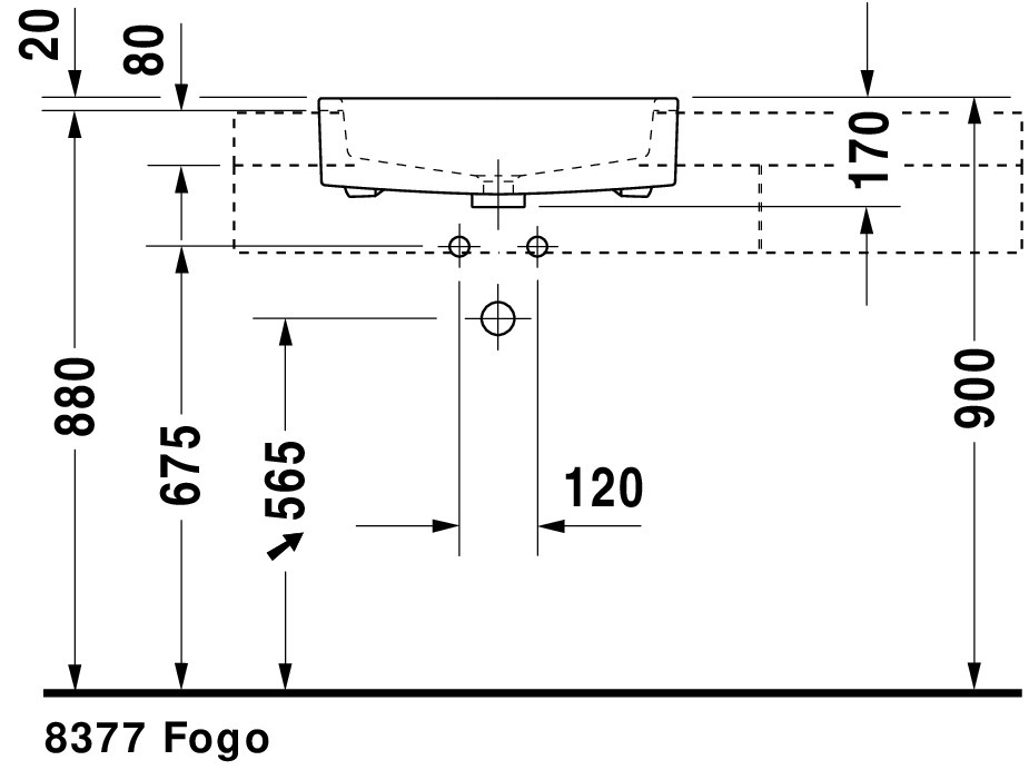 DU Halbeinbauwaschtisch Vero 550 mm mit ÜL, mit HLB, 1 HL, weiß WonderGliss