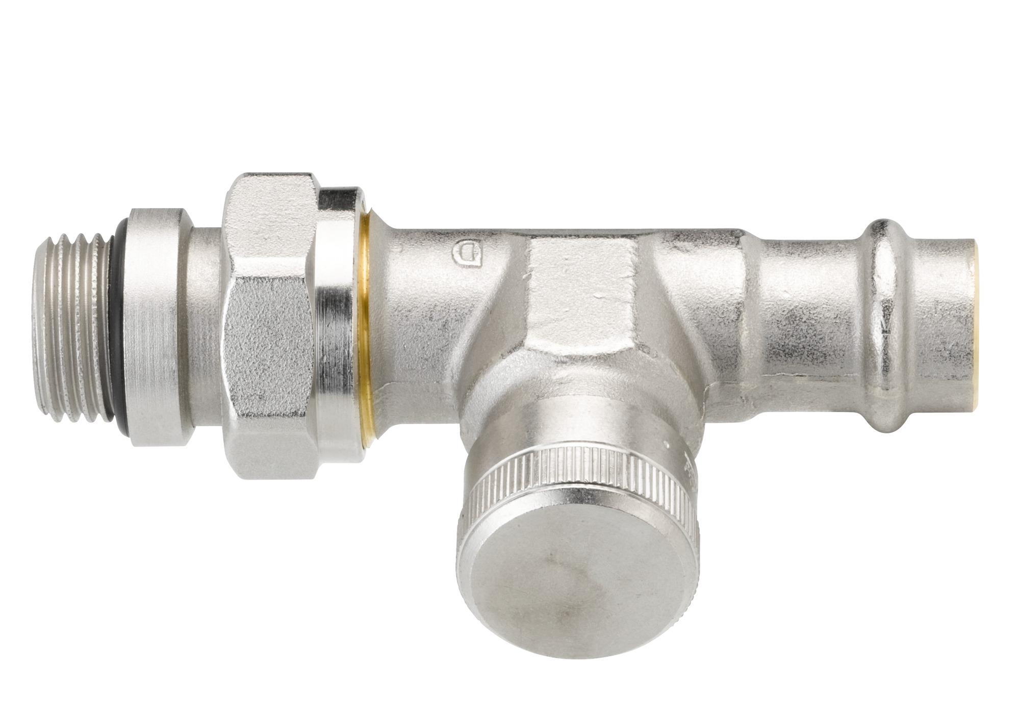 Danfoss Rücklaufverschraubung RLV 15 R 1/2, Pressfit, Durchgang, vernickelt
