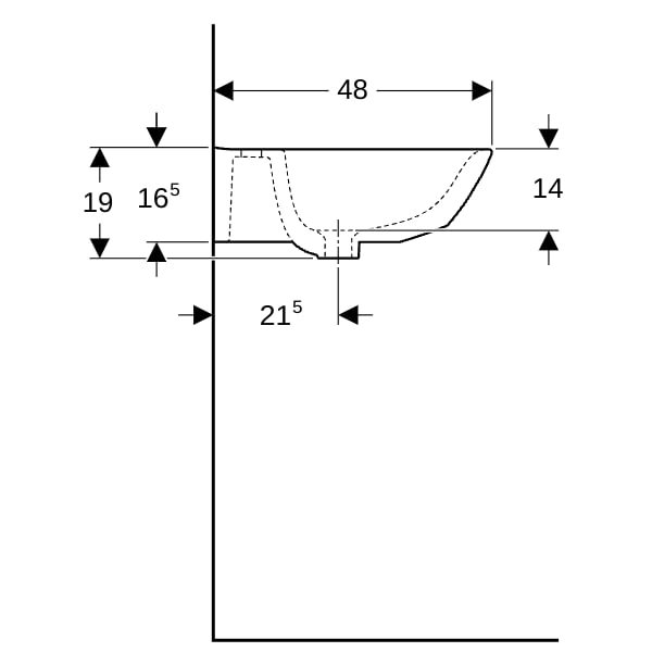 Geberit Renova Waschtisch, 60x48cm m. Hl. mittig, o. Ül., weiß, KeraTect