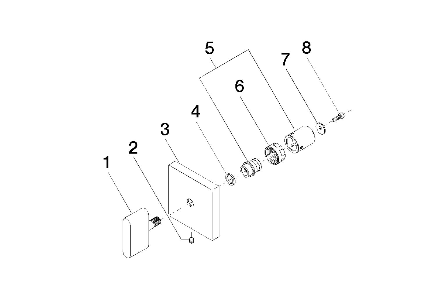 DO Griff für Unterputz Wand ERSATZTEILE 90207005101 60 x 60 x 40 mm Chrom