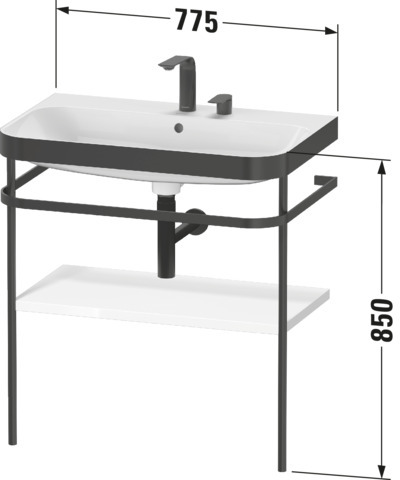 Duravit Metallk. mit Happy D.2 Plus bodenst. 850x775x490mm, 2 HL, Weiß Hochglanz