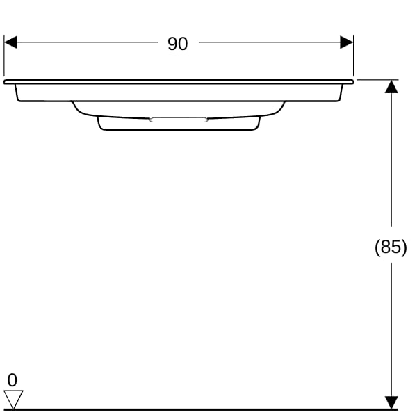 Geberit ONE MWT, 90x40cm, CleanDrain v.Ausld. o.Hl., Ül.verd., weiß Tect/hgl.verchr.