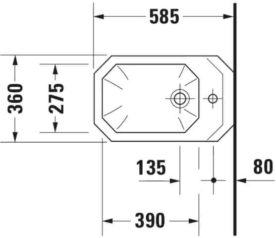 DU Wand-Bidet 1930 580 mm mit ÜL, mit HLB, 1 HL, weiß