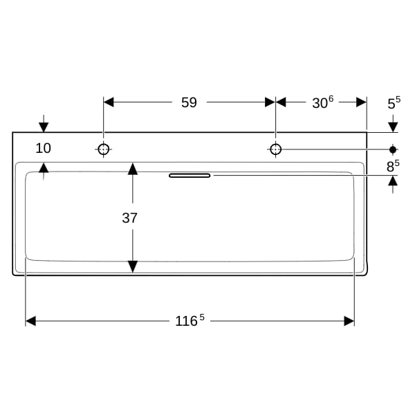 Geberit ONE Waschtisch 120x48cm, CleanDrain 2 Hl., o. Ül., weiß, KeraTect/weiß glzd