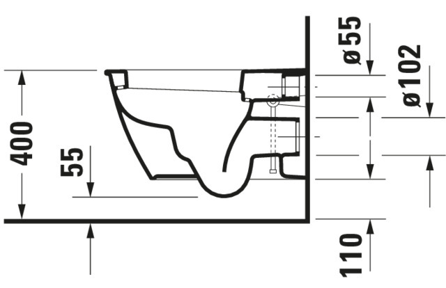 DU Wand-WC Darling New 540 mm Tiefspüler, Durafix, weiß