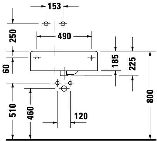 DU Design Classics Becken  Scola 615 mm m.ÜL,m.HLB,HL-Vst.,Becken li.,weiß