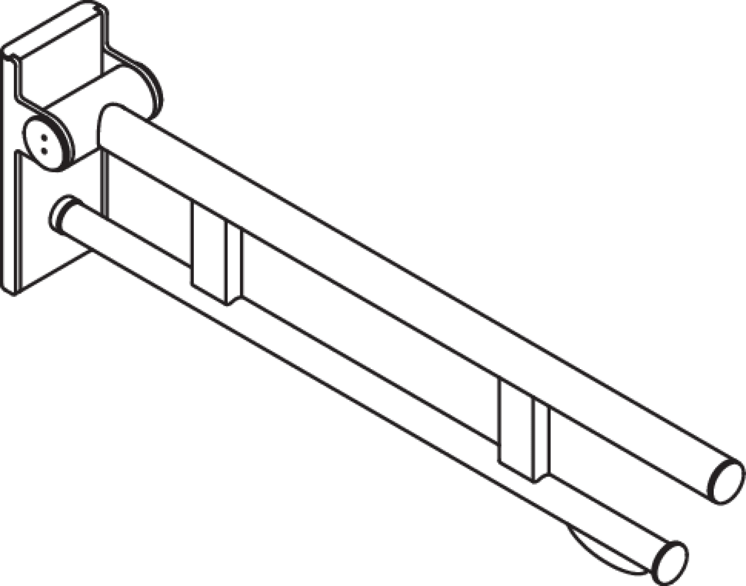 HEWI Stützklappgriff Duo (A), PRH, L:700mm, plvb weiß tiefmatt