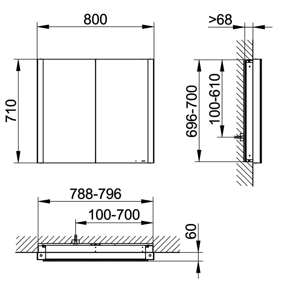KEUCO SPS Somaris 14512, EB 800x710x115mm verspgl.