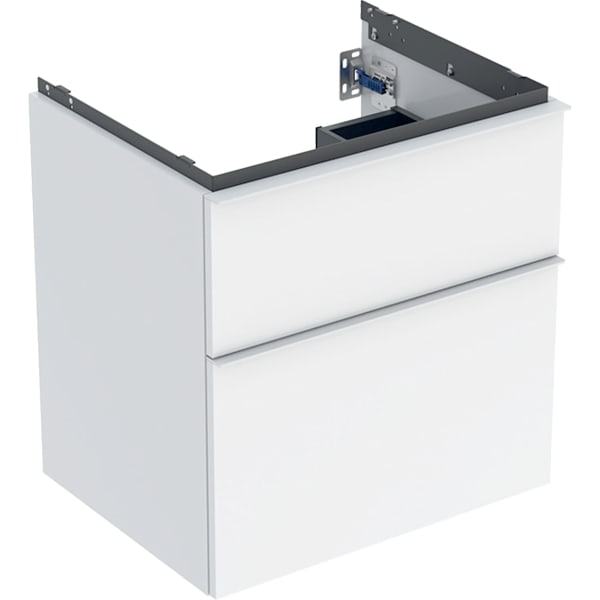 Geberit iCon Unterschrank für WT, 2 Schubl. 59,2x61,5x47,6cm, weiß hgl./Gr.weiß matt