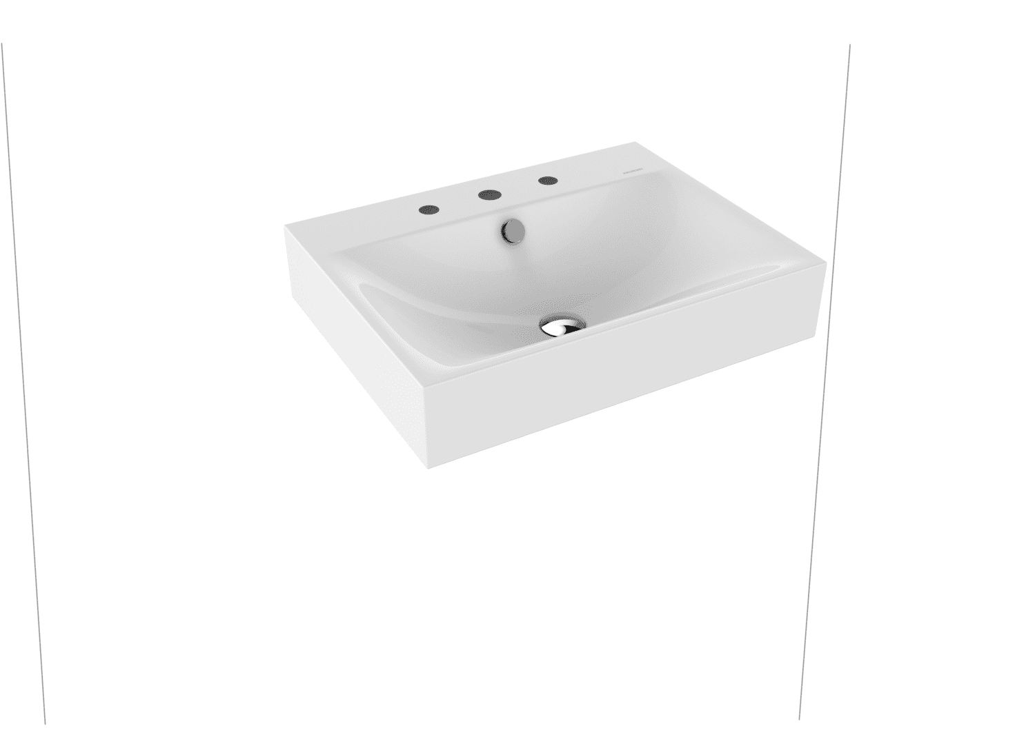 KA WB SILENIO WANDWASCHTISCH Mod.3044, 600x460mm,alpwe,PEFF,AD,m. 3HL,mÜL,chr