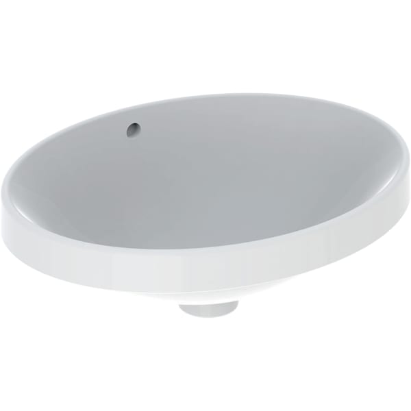 Geberit VariForm Einbauwaschtisch, oval 50x40cm, o. Hl, m. Ül., weiß gl
