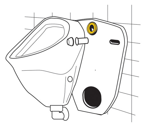 Verbinder für Urinal-Zulaufgarnitur für Anschluß von hinten