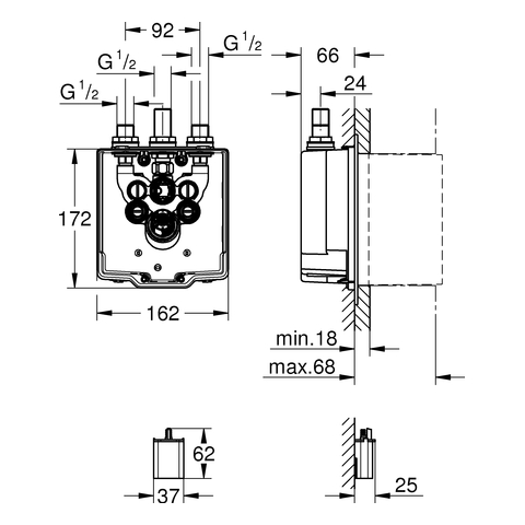 GROHE UP-Körper Eurosmart CE 36464 6V für IR-FMS 36463