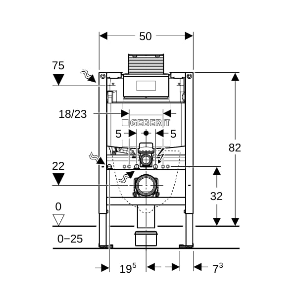 GE Duofix Element für WWC, 82cm mit Omega UP-SPK 12cm