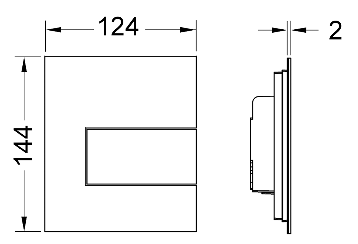 TECEsquare Urinal-Betätigungsplatte m. Kart. Metall, Schwarz matt