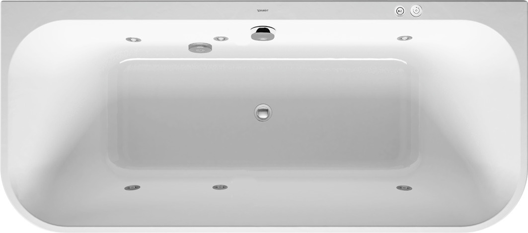 Duravit Happy D.2 Whirlw. 1800x800mm Vorwand Angef Acryl-VK Rückens.2 Jet-Syst. Weiß