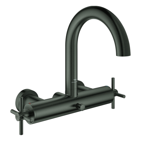 GROHE 2-Griff-Wannenbatt. Atrio 25268 Wandmontage Kreuz-Gr. hard graphite geb.