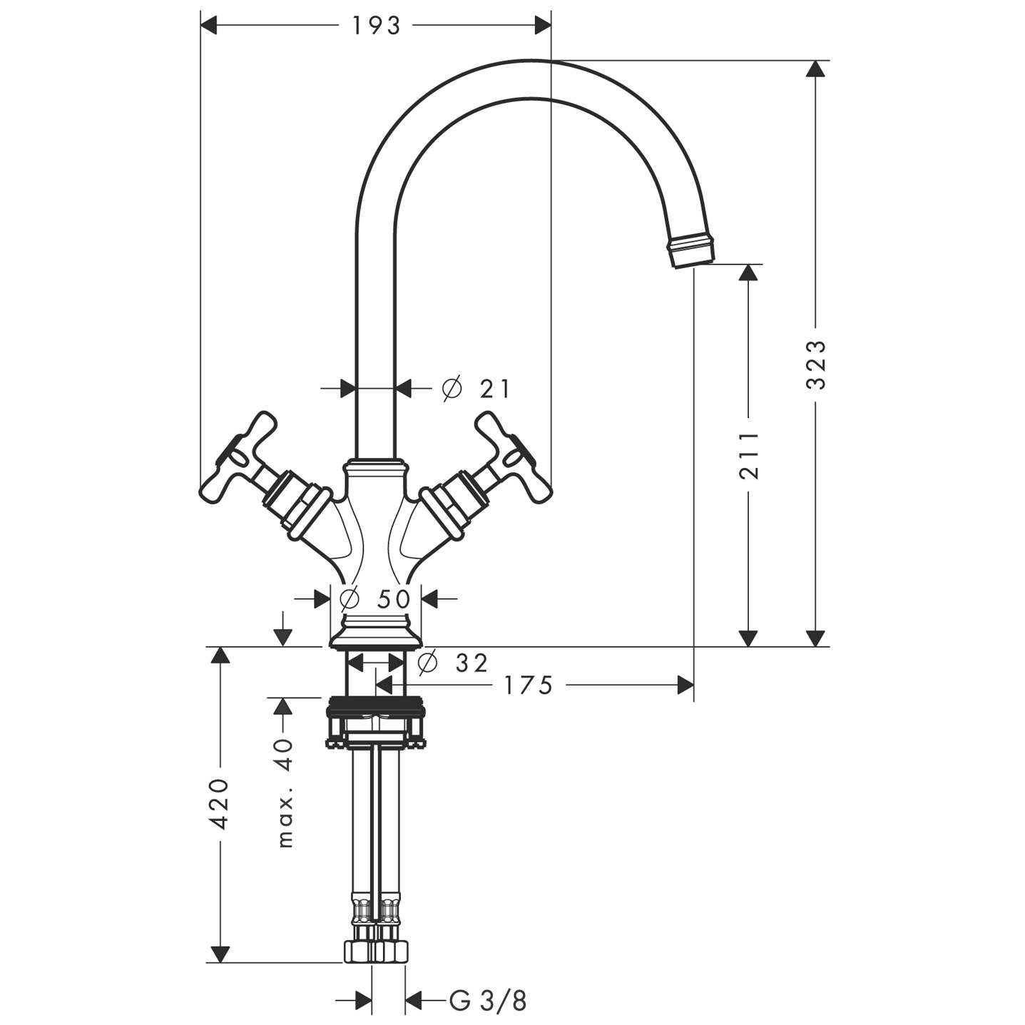 Hansgrohe Zweigriff Waschtischarmatur Axor  Montreux BBR