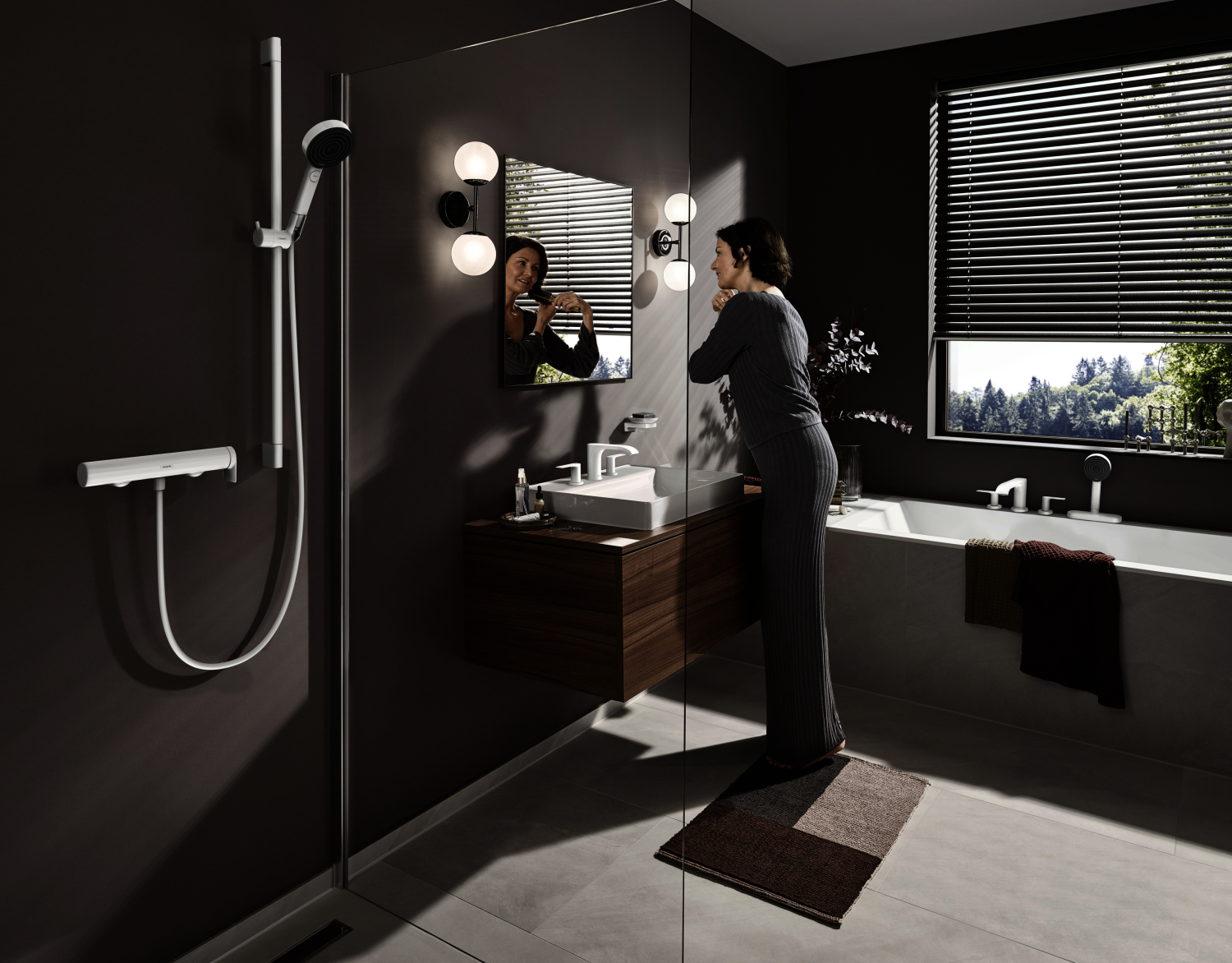 Hansgrohe 4-Loch Wannenarmatur Vivenis F-Set Wannenrandmontage mit sBox mattweiss