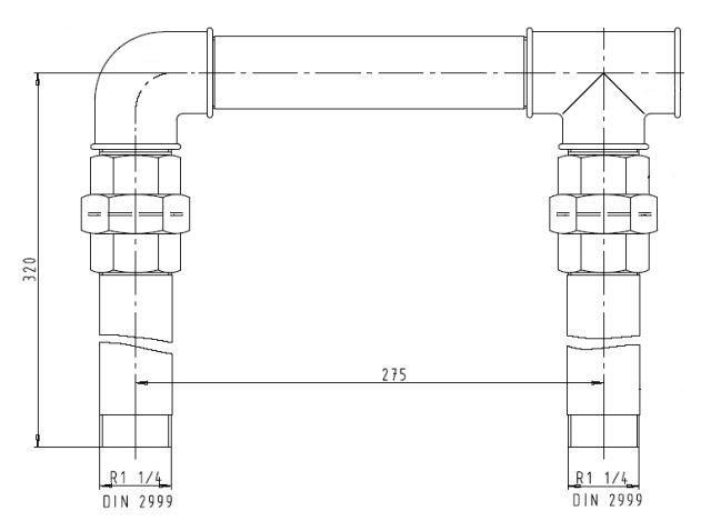 KSB Hosenrohr Stahl verzinkt für Doppelaggregate, Anschluss R 1 1/4"
