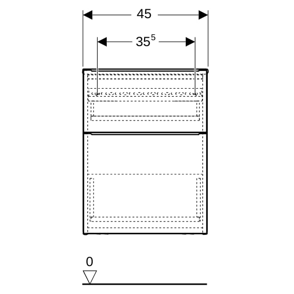 Geberit iCon Seitenschrank, 2 Schubladen 45x60x47,6cm, Eiche/Gr. Lava