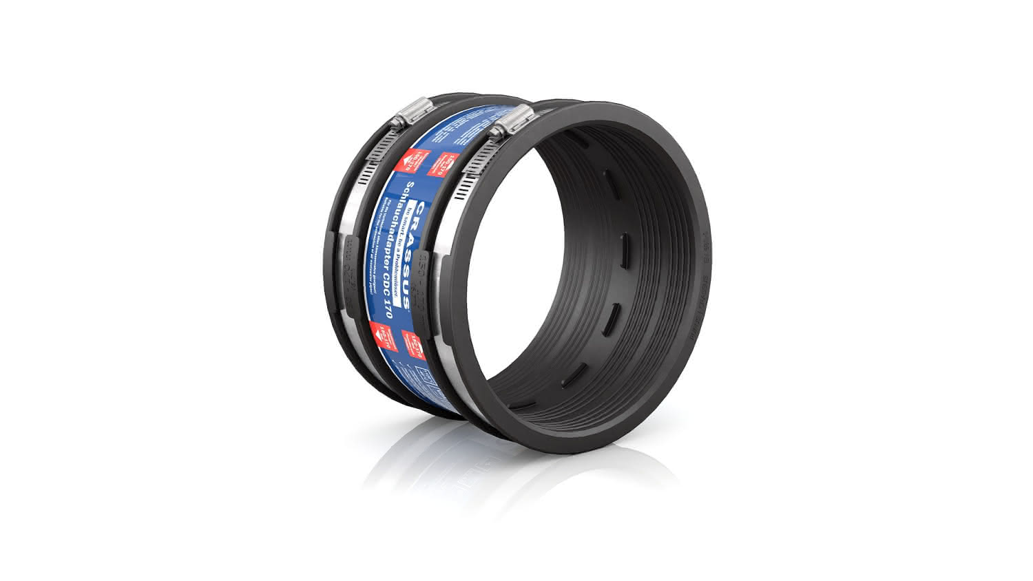 CR Schlauchadapter Typ 1 CDC 170 (150-170mm), bis 0,6 bar, EPDM / V2A CR Schlauchadapter Typ 1 CDC 170 (150-170mm), bis 0,6 bar, EPDM / V2A