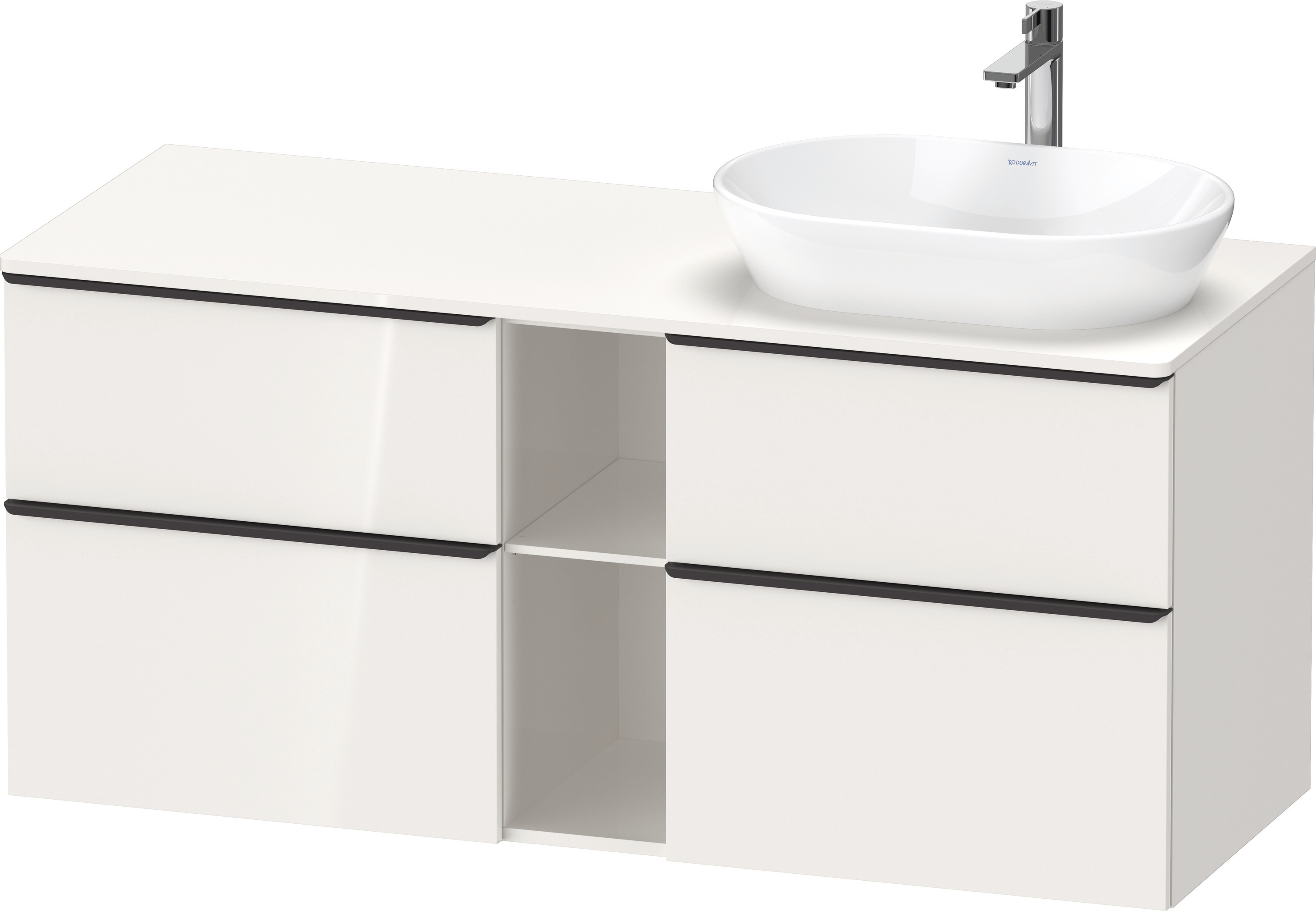 Duravit D-Neo,Kons-WTU,R,AZ:2,SBK:2,Gr:D.Schw 1400x550x644mm,Wandh.Weiß Hochglanz,Dek