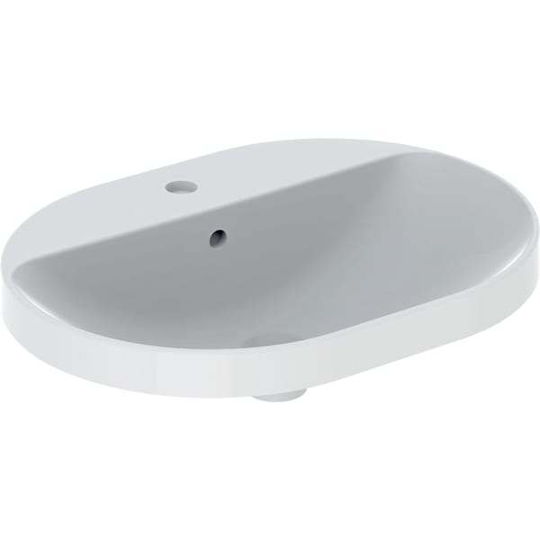 Geberit VariForm Einbauwaschtisch, elliptisch mit HLB, 60x45cm, m. Ül., glasiert/weiß