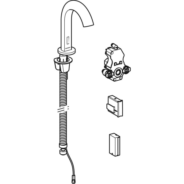 Geberit Piave WT-Arm., Standmontage, Batterie für UP-Funkt.Box, m.Misch., edst.gebü.
