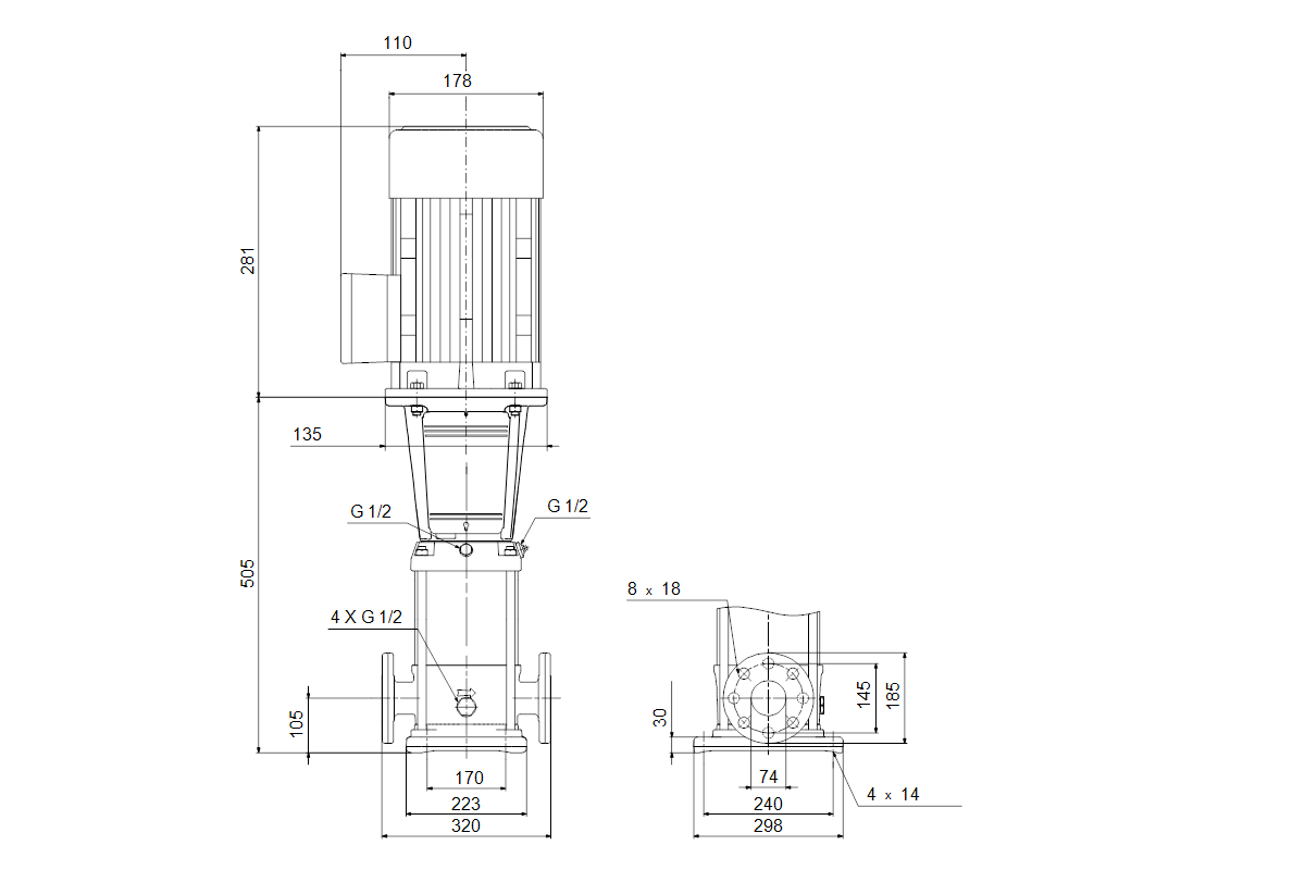 GRUNDFOS Vertikale Kreiselpumpe CRN45-3 A-F-A-E-HQQE 3x230/400 50 HZ