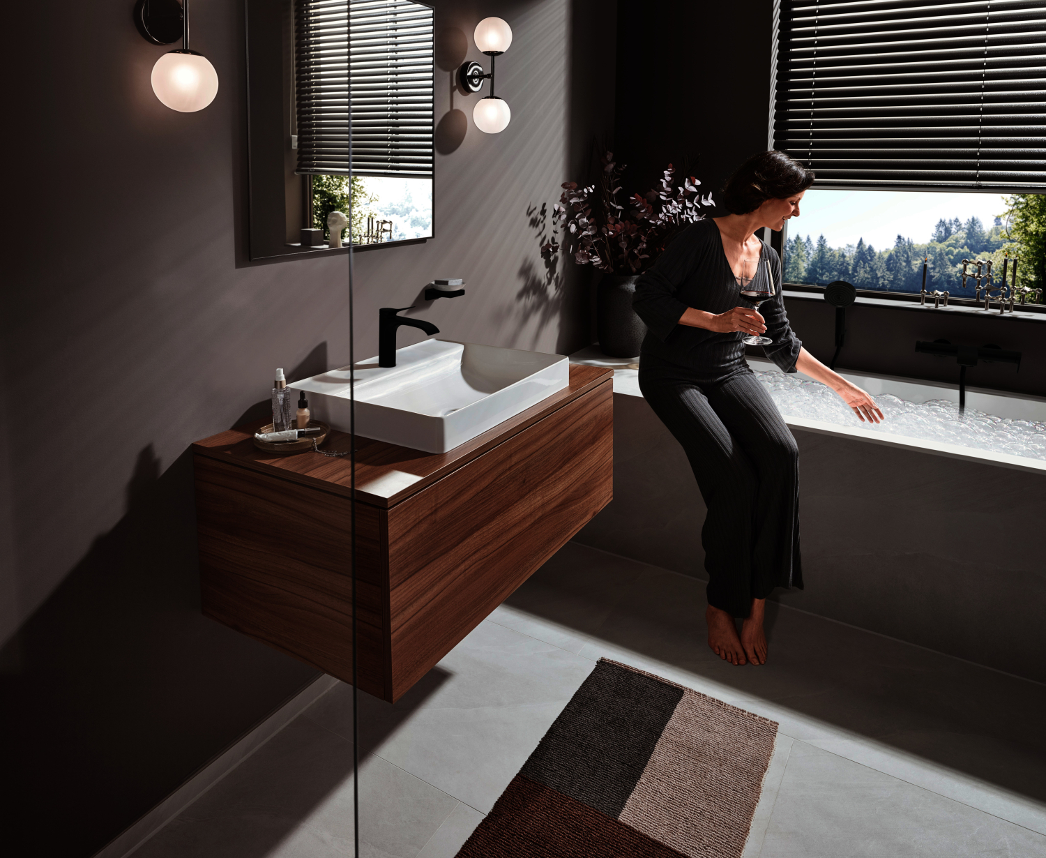 Hansgrohe Waschtischmischer 110 Vivenis m.Zugstangen-Ablaufgarnitur mattschwarz