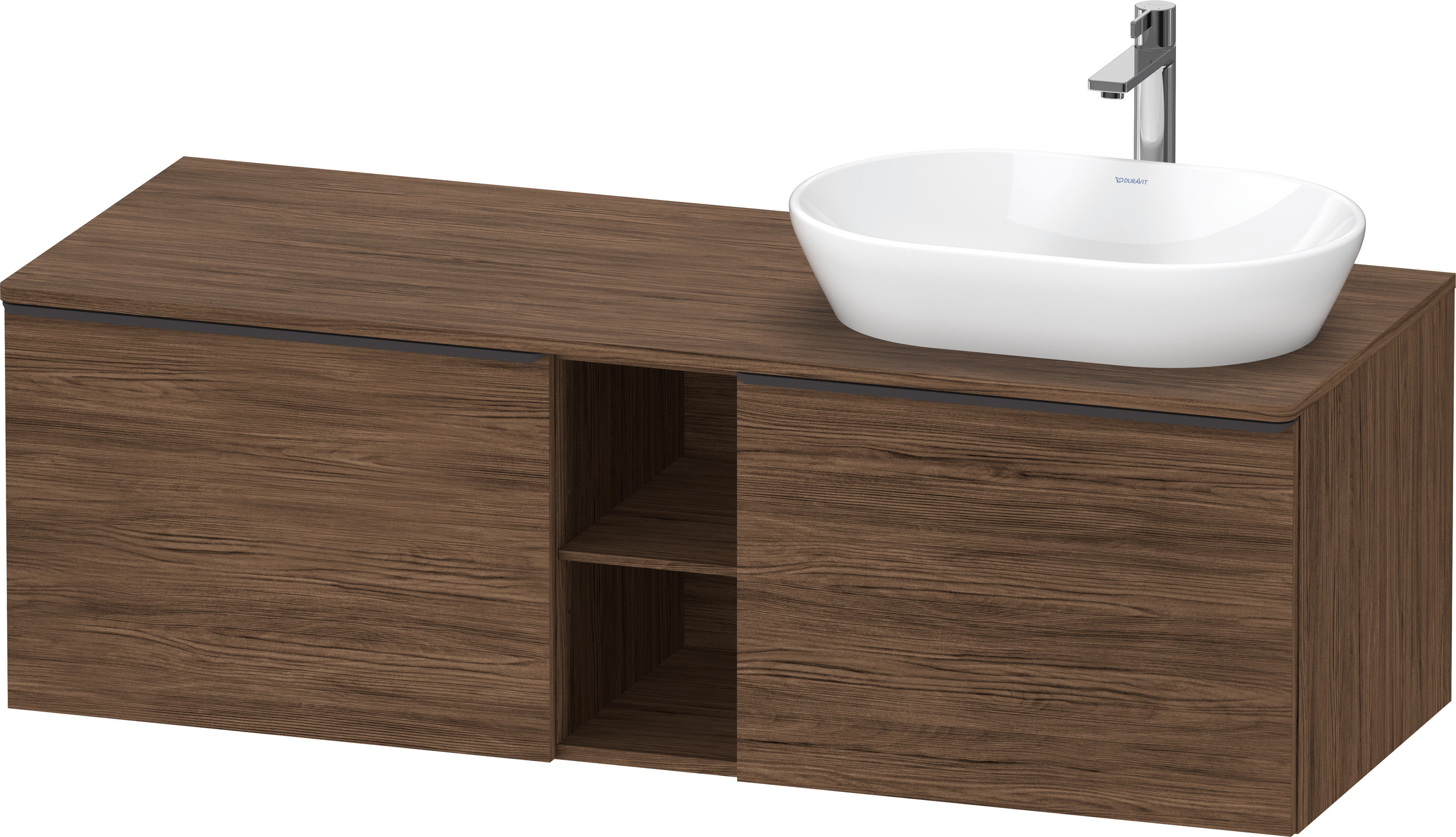 Duravit D-Neo,Kons-WTU,R,AZ:2,Fä:2,Gr:D.Schw. 1400x550x459mm,Wdh,Nussb.Dunkel Matt,Dek