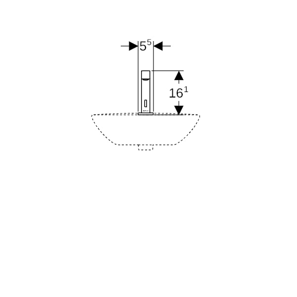 Geberit Brenta WT-Arm., Standmontage, Netz für UP-Funkt.Box, m.Misch., schwarz matt
