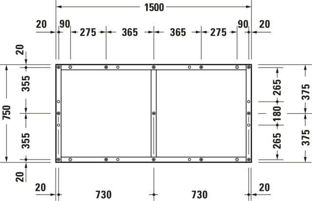 Duravit Fußgestell für Duschwanne Tempano 1500x750mm