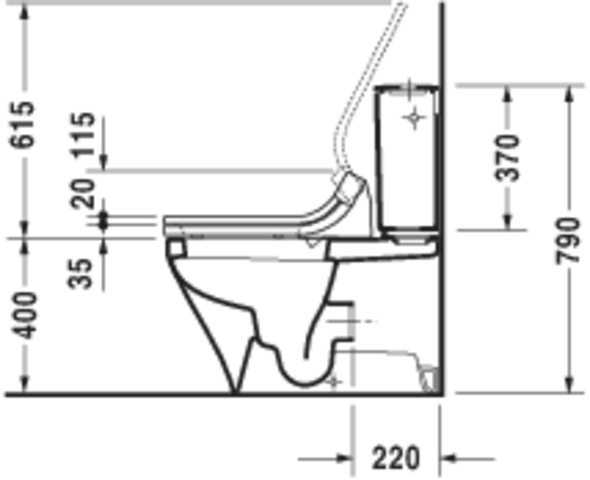 DU Stand-WC Kombi DuraStyle 700 mm, TS f.SPK, f.SW m.verd.Anschl., weiß