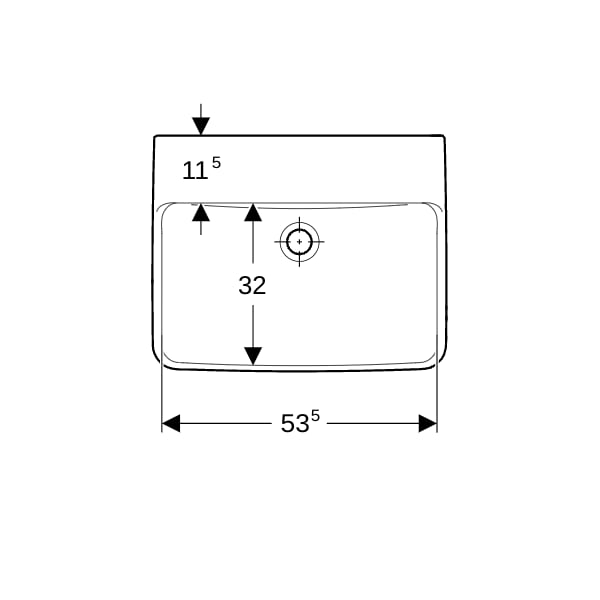 Geberit Renova Plan Waschtisch, 55x44cm o. Hl., o. Ül., weiß
