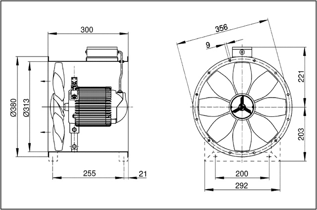 Maico Axial-Rohrventilator DZR 30/2 B DN300, Drehstrom