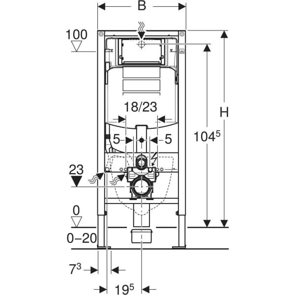 Geberit Duofix Element für WWC, 112 cm Sigma UP-SPK 12 cm, Power & Connect Box