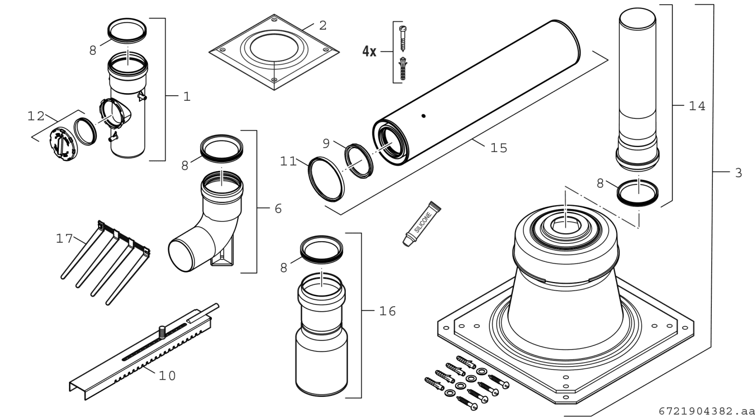 BOSCH Abgaszubehör FC-Set60-B53 (hinten) Grundbausatz B53, d:60
