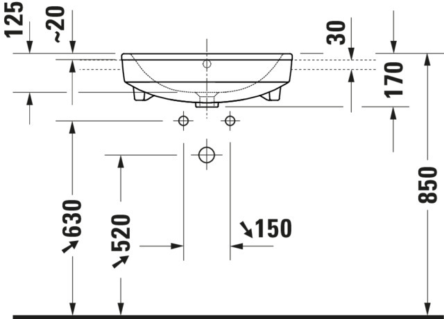 Duravit Halb-EWT 550mm Duravit No.1 weiß, mit ÜL, mit HLB