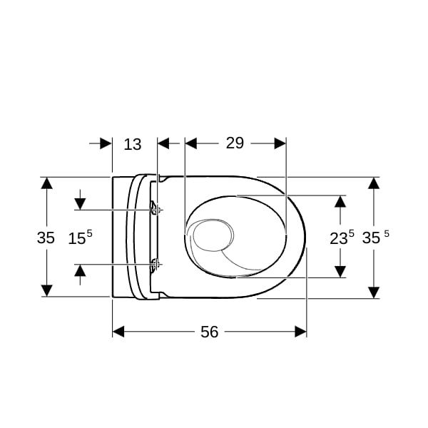 Geberit iCon Set SWC, Tiefsp., wandbündig geschl.,TurboFlush, WC-Sitz, T:56cm, wem