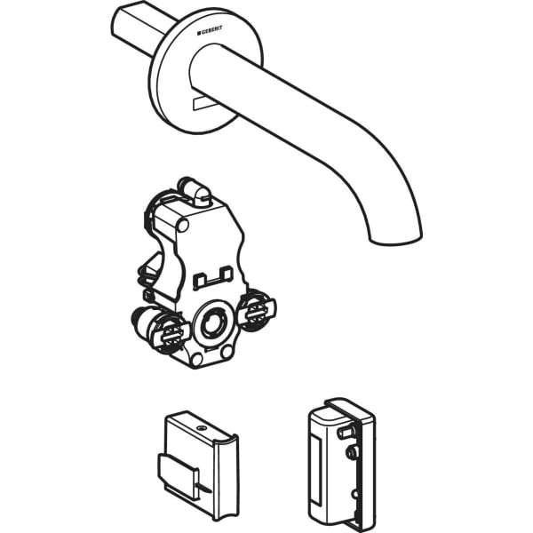 Geberit Piave WT-Arm., Wandmontage, Generator für UP-Funkt.Box, m.Misch.,L:22cm, swm
