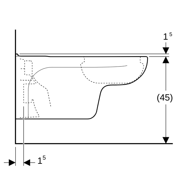 Geberit Vitalis Wand-WC Tiefspüler verl. Ausl., T:70cm, weiß, KeraTect