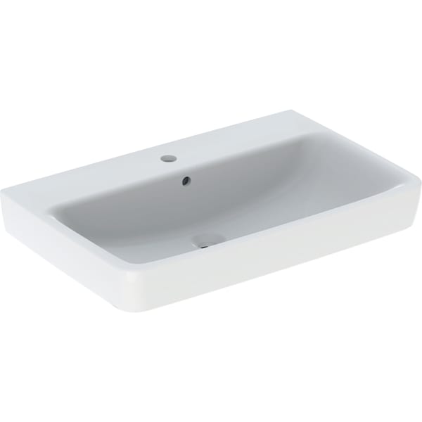 Geberit Renova Plan Aufsatzwaschtisch 75x48cm m. Hahnloch, m. Ül., weiß, KeraTect