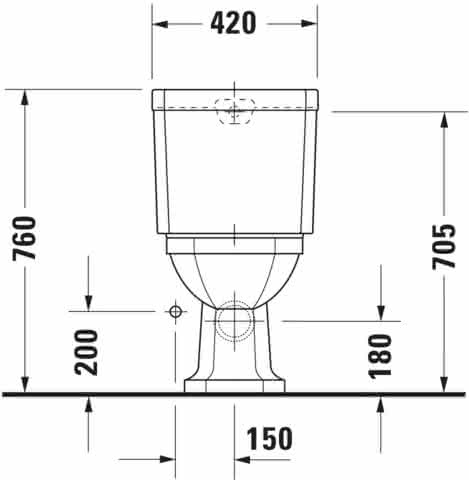 DU Stand-WC Kombi 1930 665 mm Tiefspüler, f.SPK, Abg.waagr., weiß
