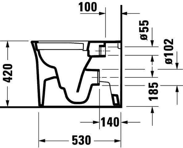 DU Stand-WC White Tulip, 580mm, Weiß rimless, TS, Abg.waagr., btw