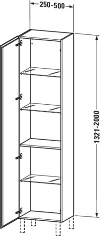 DU HS individual L-Cube 200x250x1321mm 1 Tür, TA links, weiß matt