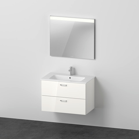 DU XBase Möbel-Set 830x490mm, WT,WTU m. Schubk.2, Spiegel, Weiß glänzend